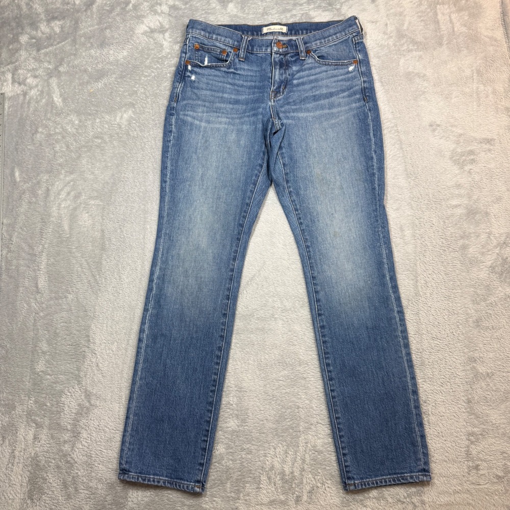 Madewell The Slim Boyjean Women 26 (Fits 31) Blue Faded Distressed Denim 2010s